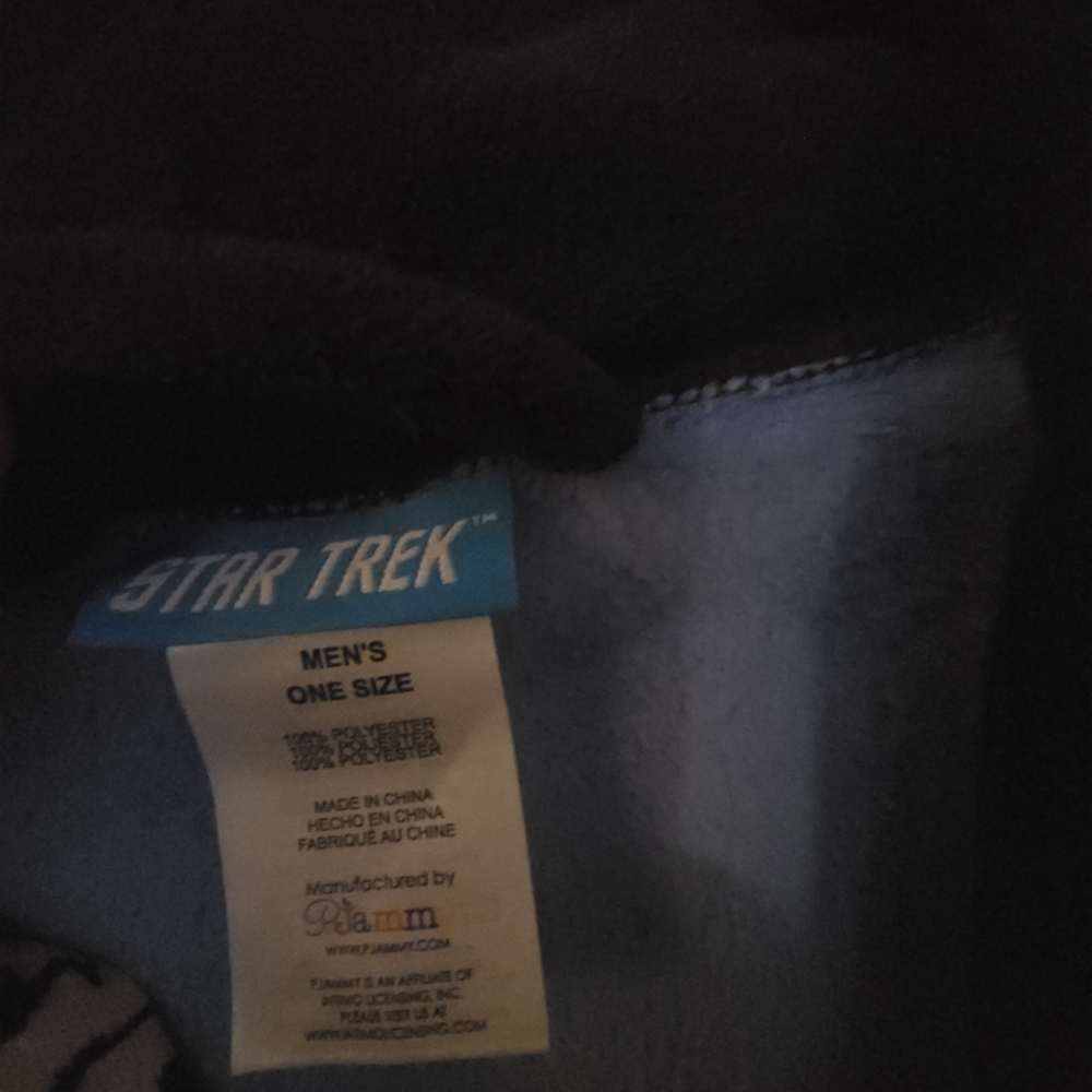 Blue Star Trek Bathrobe with Black Trim "SPOCK" - Picture 5 of 9